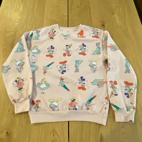 Disney Other - Disney 100 Year Character Sweatshirt Girls Size XS Pink Minnie Mickey Alice*